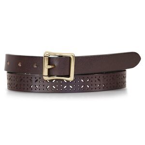 9134 Women's Casual Leather Belts With Durable Metal Buckle, Perforated